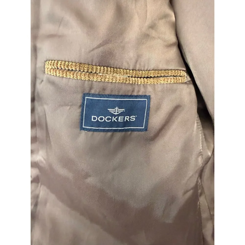 Dockers Corduroy Brown Blazer Sports Coat 46L Two Button Cotton Jacket